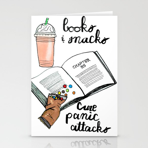 Books & snacks cure panic attacks Stationery Cards