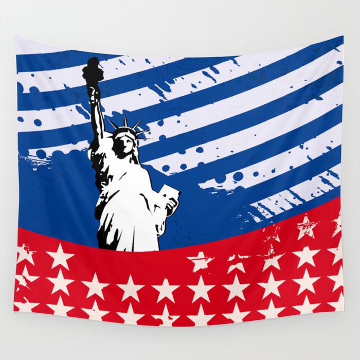 Usa Flag American Flag Statue Of Liberty 4th July Wall