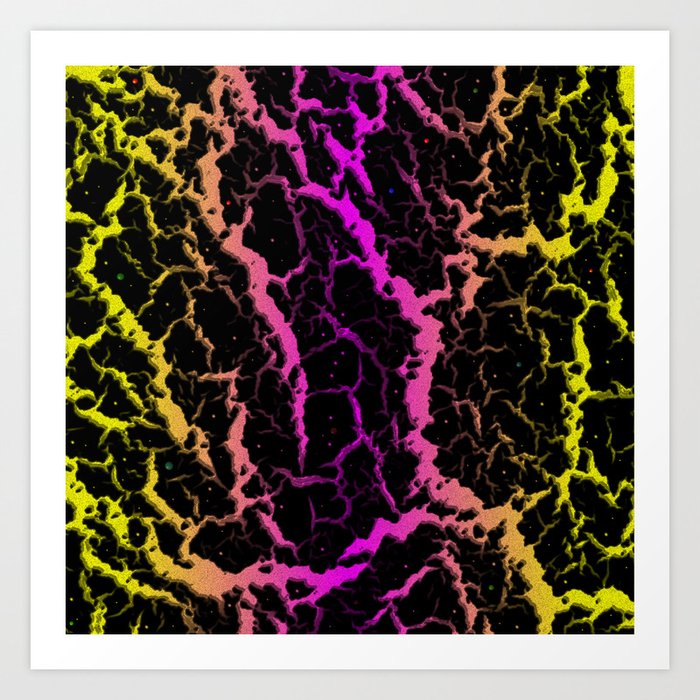 Cracked Space Lava - Yellow/Pink Art Print