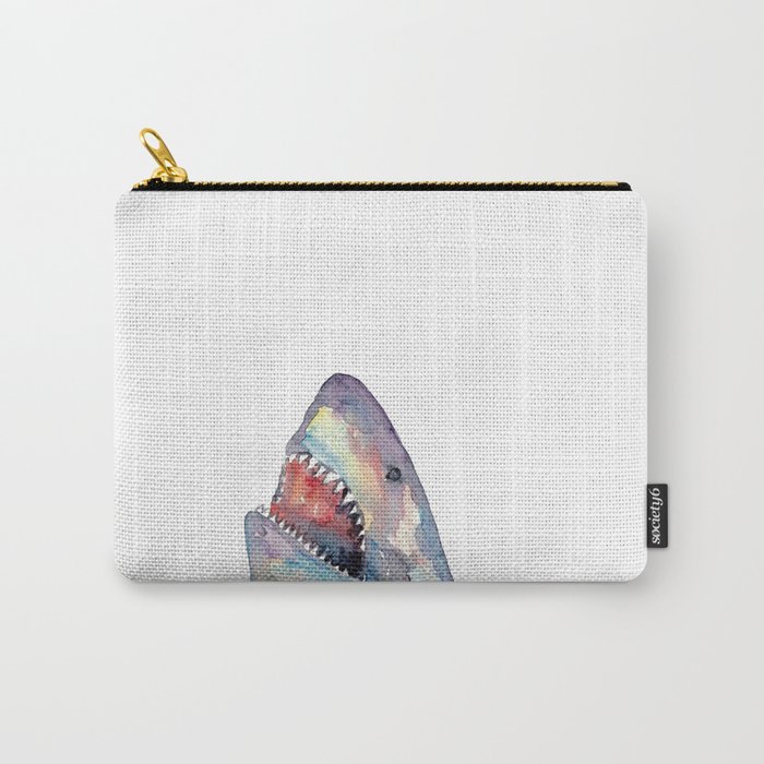 Funny Shark peeking watercolor Carry-All Pouch