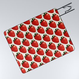Strawberry Pattern - White Picnic Blanket