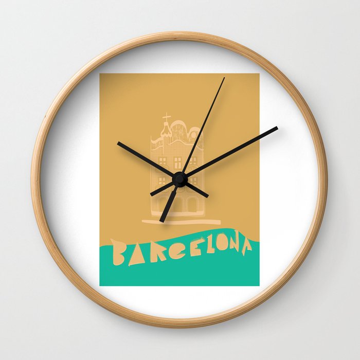 Barcelona post card Wall Clock
