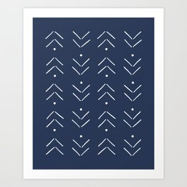 Arrow Lines Pattern in Navy Blue Art Print