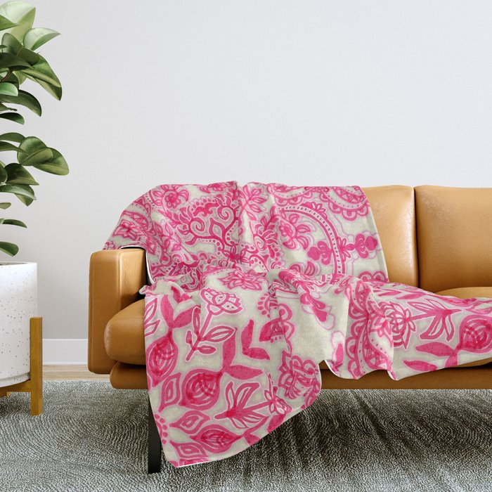 Pink and cream throw cheap