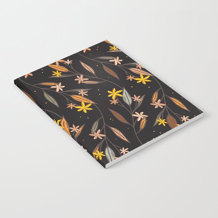 Autumn flower branches pattern with beautiful warm colors Notebook