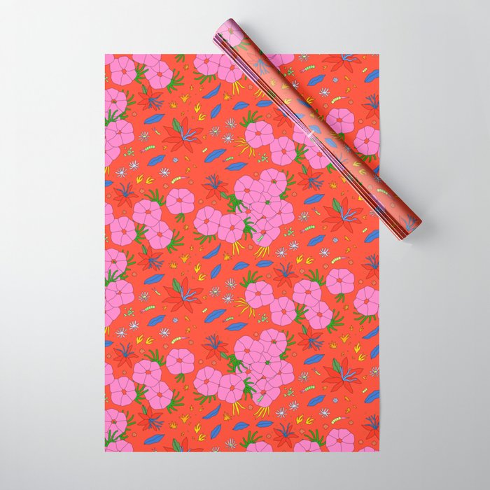 Japanese Floral Pattern Kimono Style Wrapping Paper by Heroinax