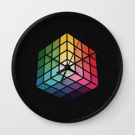 Retro mixed colors cube Wall Clock