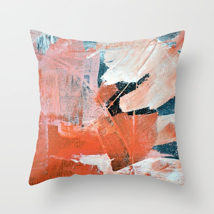 Interrupt [3]: a pretty minimal abstract acrylic piece in pink white and blue by Alyssa Hamilton Art Throw Pillow