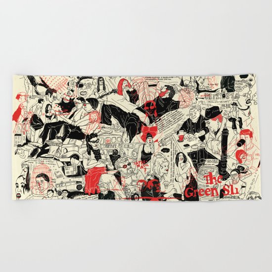Green sli Beach Towel