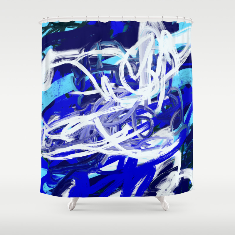 Blue White Abstract Shower Curtain By Michellemaroon Society6