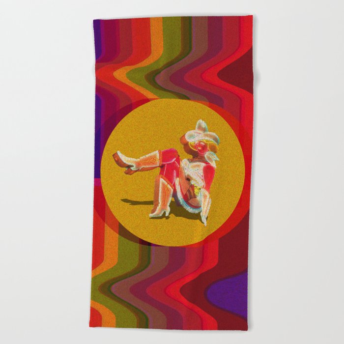 Retro Cowgirl Beach Towel