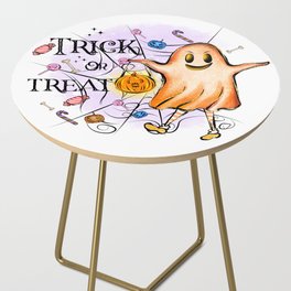 Ghost trick or treat spider web candy Side Table