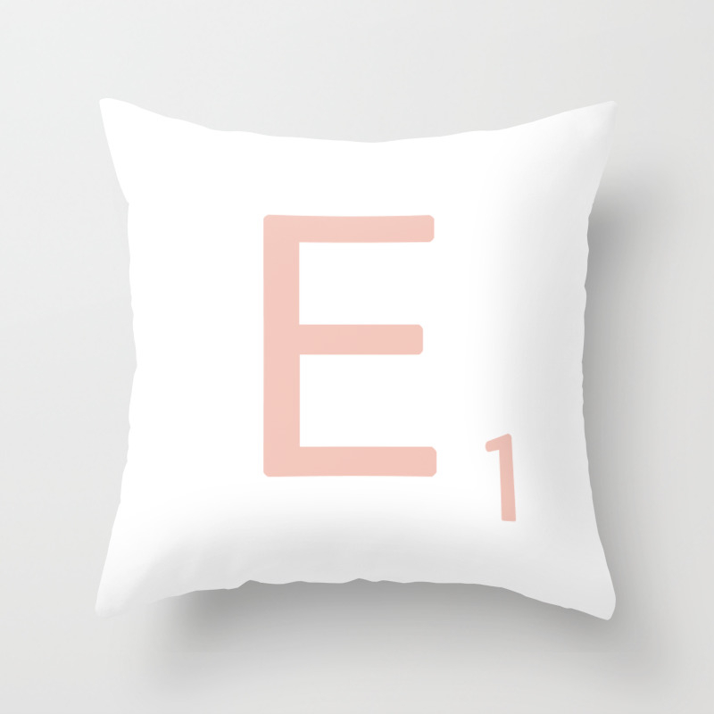 Pink Scrabble Letter E Scrabble Tile Art Throw Pillow By