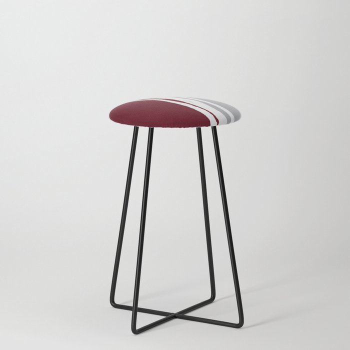 Abstract Line Art Red White Gray Grey Counter Stool