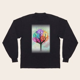 Awesome abstract pastel colors oil paint tree of Life Long Sleeve T Shirt