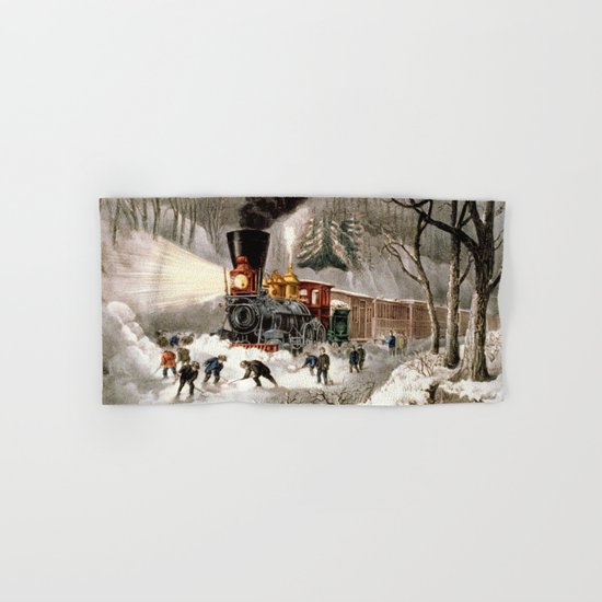 Snow Bound: Vintage Railroad Scene Hand & Bath Towel