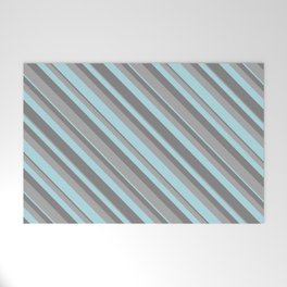 [ Thumbnail: Dark Grey, Powder Blue & Grey Colored Lined Pattern Welcome Mat ]