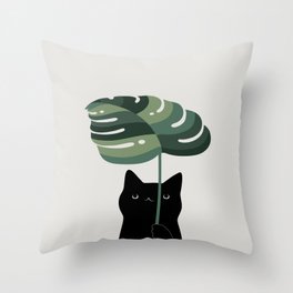 Cat and Plant 16 Throw Pillow
