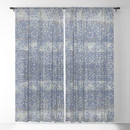 Impressionism blue dabs pattern Sheer Curtain