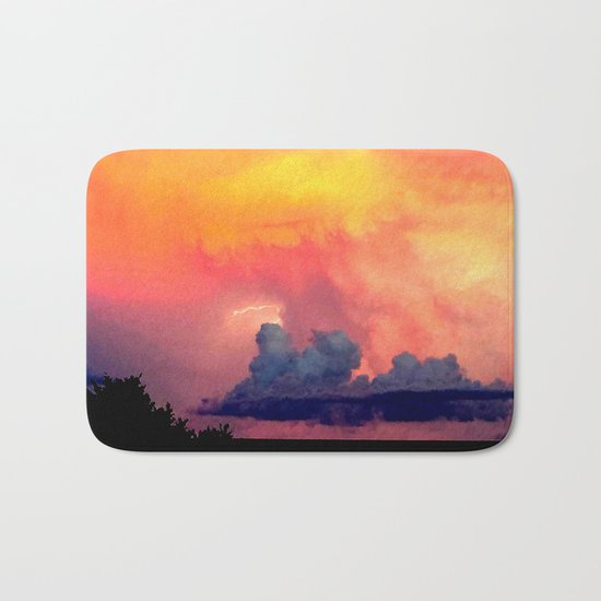 Lightning over Madison Bath Mat