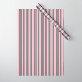 [ Thumbnail: Pink & Gray Colored Lines Pattern Wrapping Paper ]