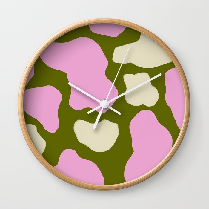 Colorful Retro Cow Spots Wall Clock