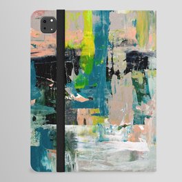 Imagine: A bright abstract painting in green, pink, and neon yellow by Alyssa Hamilton Art iPad Folio Case