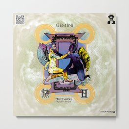 Ars Tarot of the 12 Zodiac: "Gemini - The Lovers" Metal Print