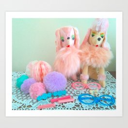 poodle pretties Art Print | Kitsch, Vintage, Barettes, Shabbychic, Cute, Toypoodles, Pink, Accessories, Kawaii, Honeycomb 