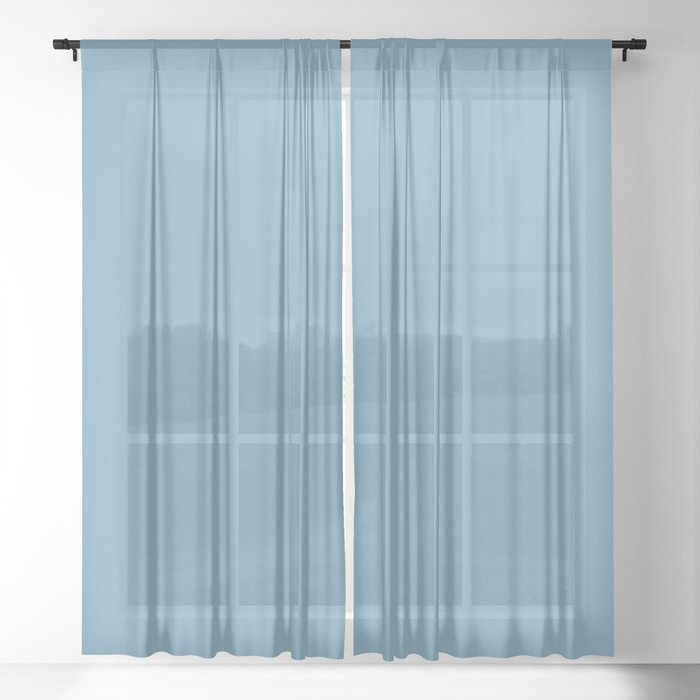 Air Superiority Blue pastel solid color modern abstract pattern  Sheer Curtain