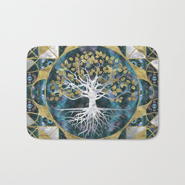 Tree of life - Yggdrasil - Marble and Gold Bath Mat