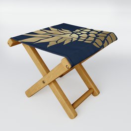 Big Pineapple in Gold and Navy Folding Stool