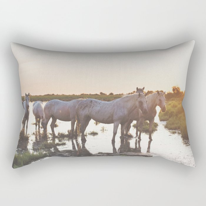 Camargue Horses VI Rectangular Pillow
