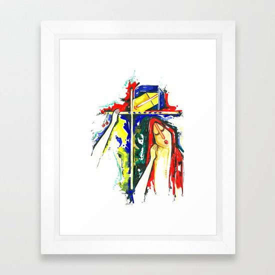 Lord Krishna Radha Handmade Water Color Artwork Framed Art