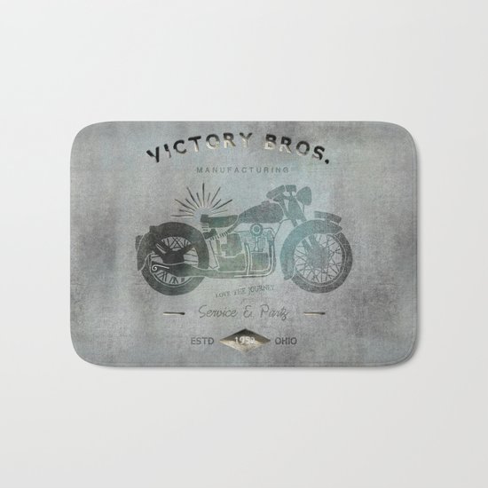 Motorbike Vintage Gruge Poster Bath Mat