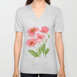 Coral poppies V Neck T Shirt