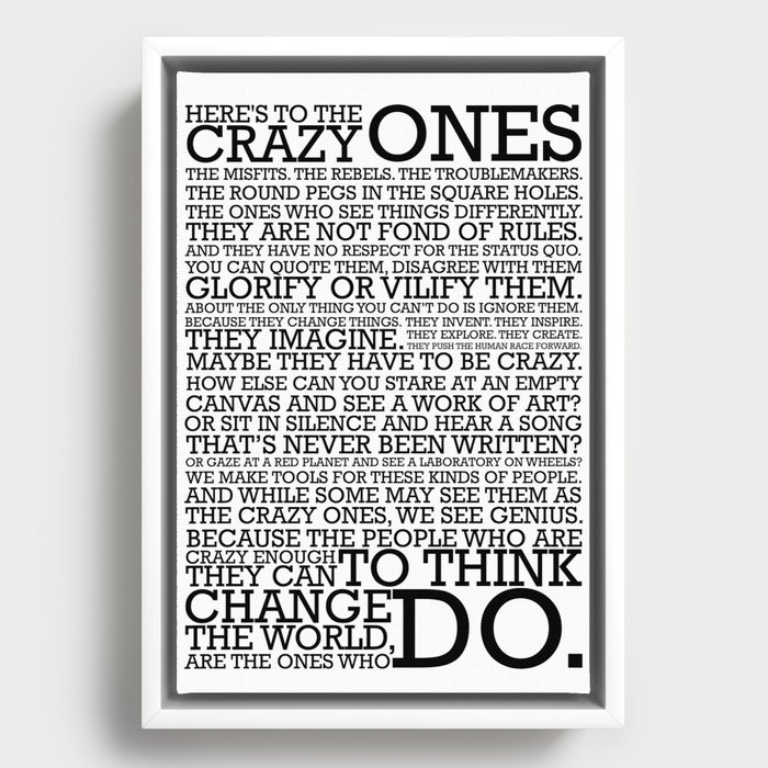 Here'S To The Crazy Ones - Steve Jobs Framed Canvas By Iotapixels | Society6