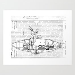 Submarine Patent 1884 Art Print