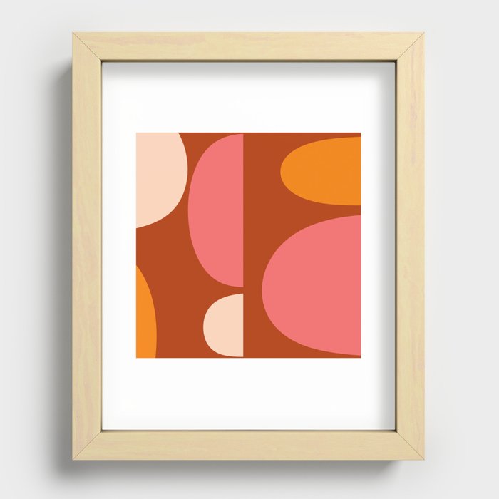 Abstract mid century warm shape design 1 Recessed Framed Print