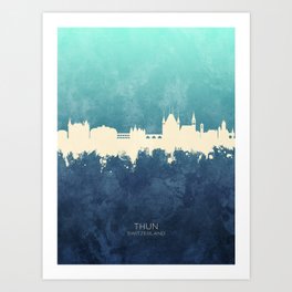 Thun Switzerland Skyline Art Print | Switzerland, Cityscape, Watercolor, Skyline, Painting, Thun, Tompsett, 12815, Michaeltompsett 