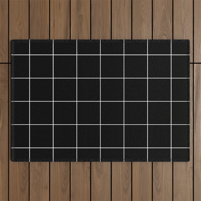 Graph Paper (White & Black Pattern) Outdoor Rug