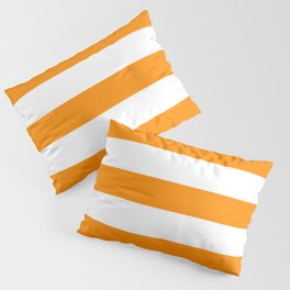 American orange - solid color - white stripes pattern Pillow Sham