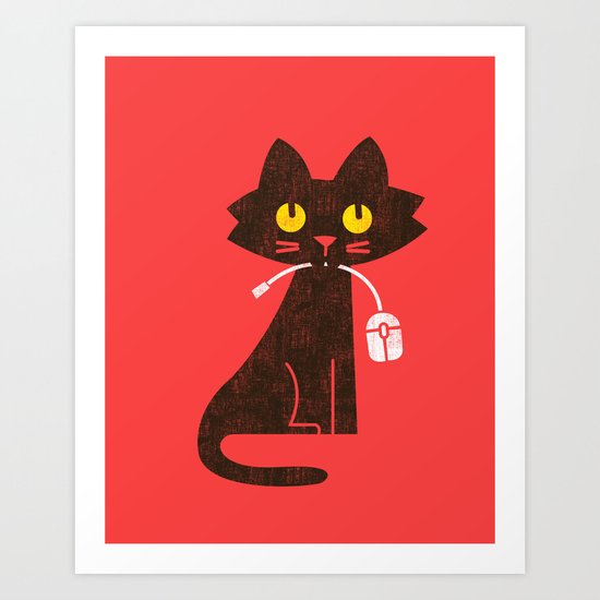 Fitz - Hungry hungry cat (and unfortunate mouse) Art Print