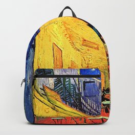 Starry Night Van Gogh Cafe Terrace - Painting Art With Tardis Backpack | Drwho, Tardisstarrynight, Landscape, Halloween, Artpainting, Vangogh, Acrylic, Painting, Birthday, Oil 