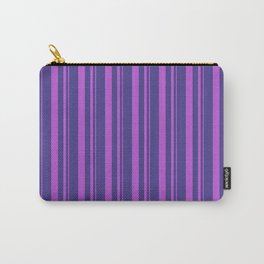 [ Thumbnail: Orchid and Dark Slate Blue Colored Lines Pattern Carry-All Pouch ]