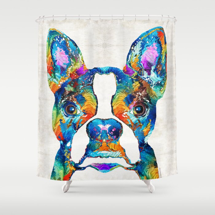 Colorful Boston Terrier Dog Pop Art - Sharon Cummings Shower Curtain
