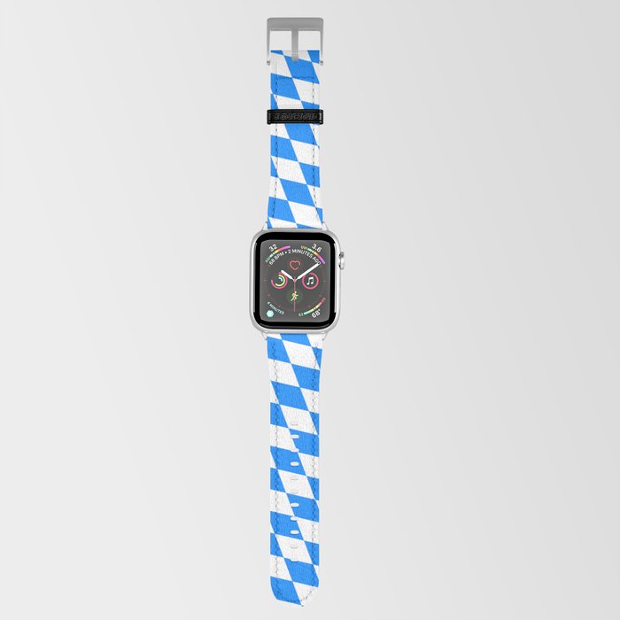 Bavarian Blue and White Diamond Flag Pattern Apple Watch Band
