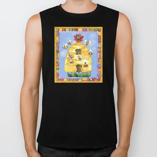 Busy Bees with Border Biker Tank