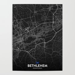 Bethlehem, Pennsylvania, United States - Dark City Map Poster