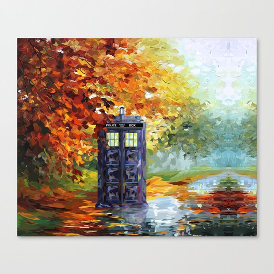 starry Autumn blue phone box Digital Art iPhone 4 4s 5 5c 6, pillow case, mugs and tshirt Canvas Print